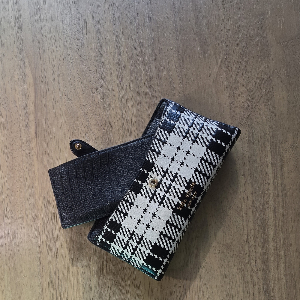 Kate Spade Black and White Plaid Wallet